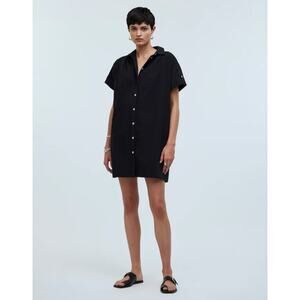 Collared Button-Front Mini Shirtdress